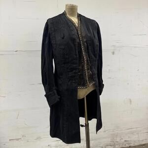 Antique Victorian Edwardian Black Frock Coat Soutache 1880s-1910s Gothic